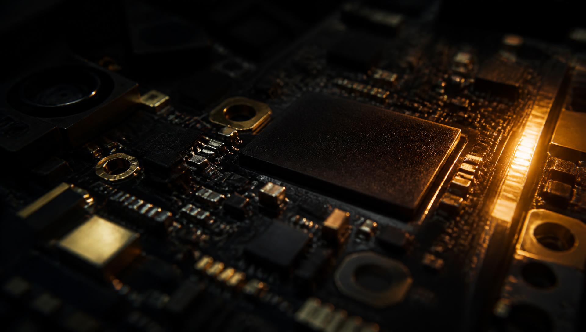 Close-up of a smartphone board